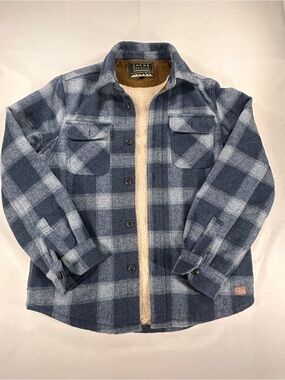 JACHS New York Blue Plaid Sherpa Lined Shacket S